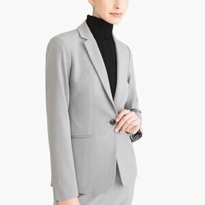 J. Crew Classic Work Blazer Suit Jacket in Heather Gray Shoulder Pad Tailored